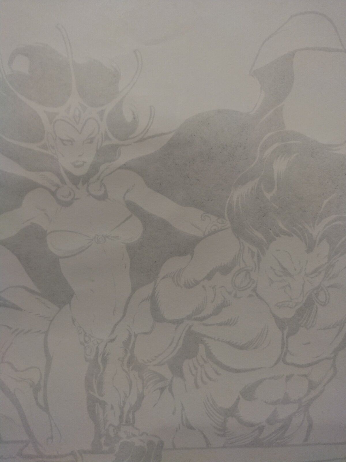 Original Tim Vigil Moon Maid & Centaur Inked Illustration 11 X 14 Signed