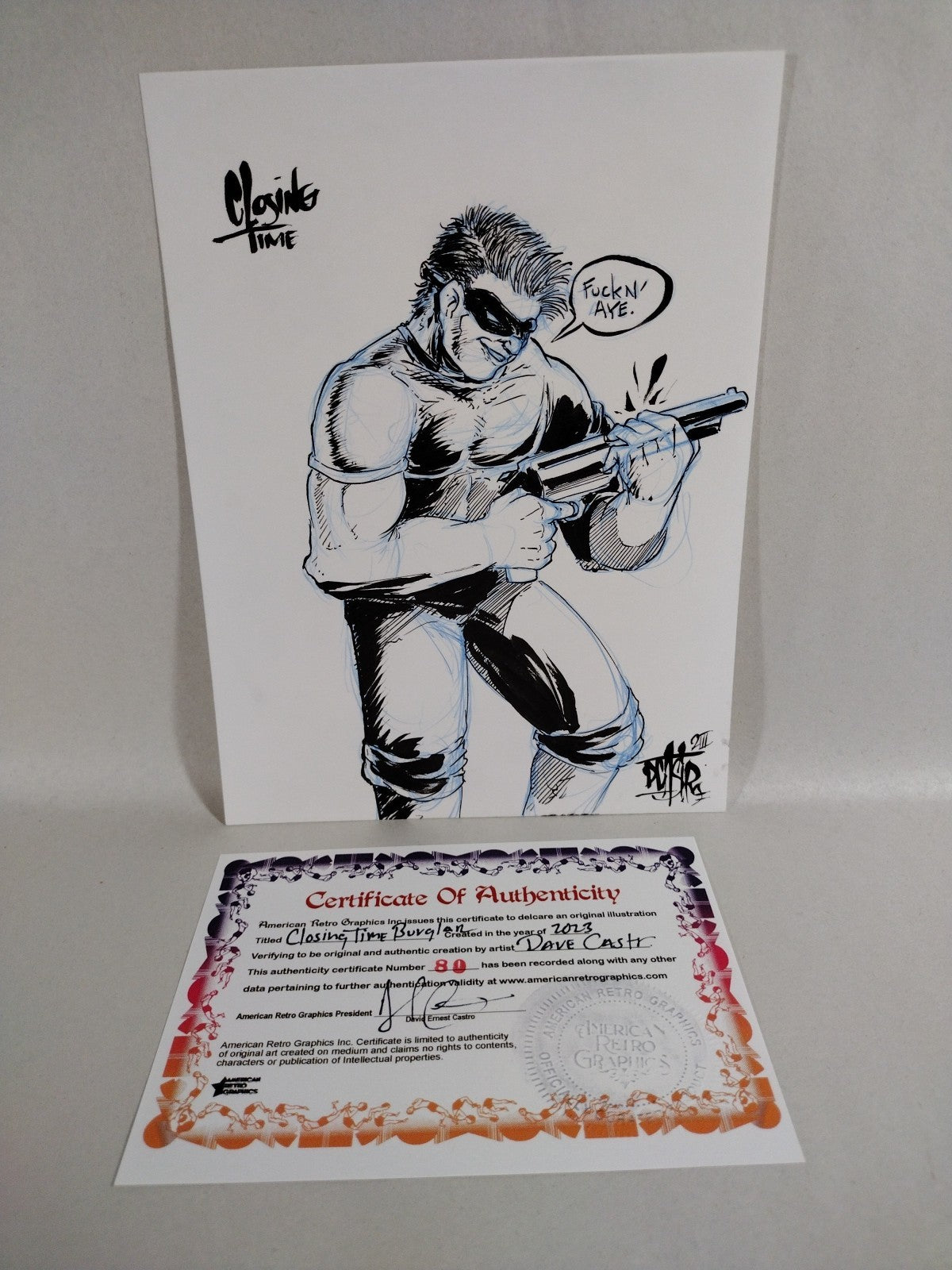 Closing Time Burglar (2023) 8 X 6" Original Dave Castr Illustration Art W COA