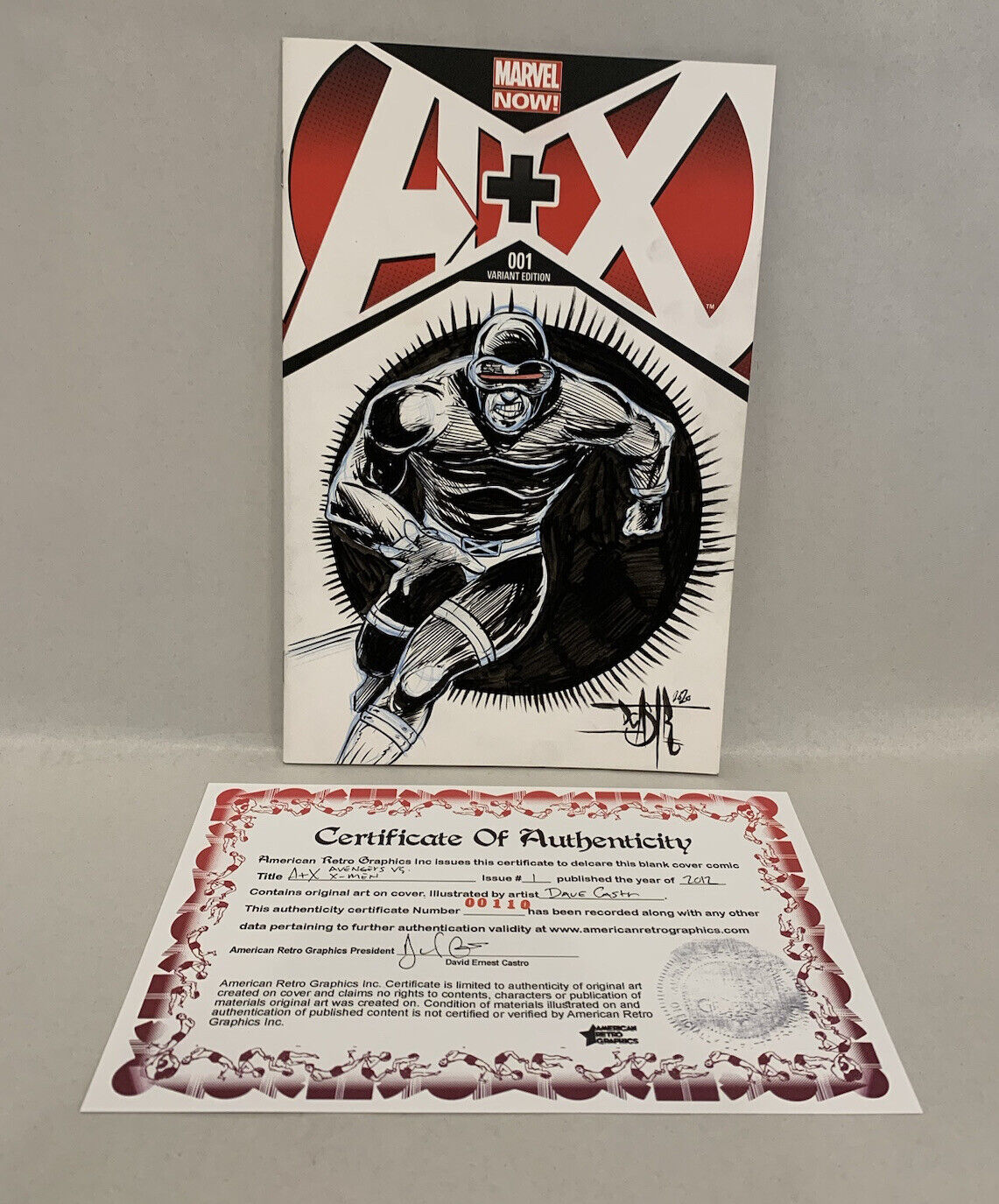 A+X (AVENGERS + X-MEN #1 Blank Variant Cover Comic W Original Art Dave Castr