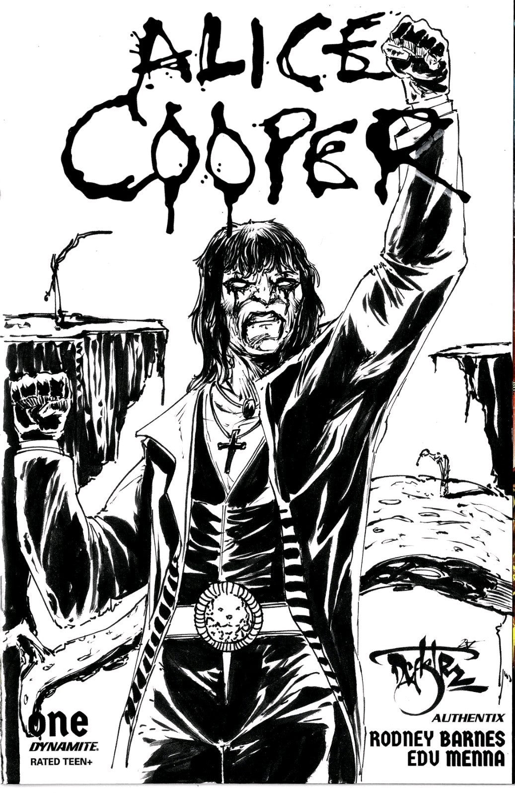Alice Cooper #1 (2023) Dynamite Sketch Cover Comic W Original Dave Castr Art