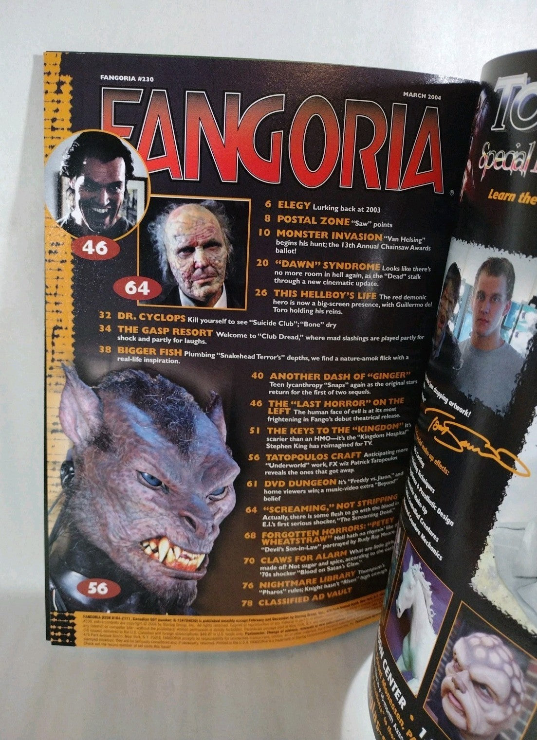 FANGORIA Magazine #230 (2003) Dawn Of The Dead Hellboy Ginger Snaps 2 Helsing NM