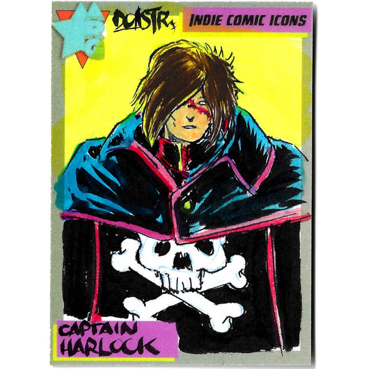 Indie Comic Icons (2023) ARG Sketch Card w Original Captain Harlock Art DCastr