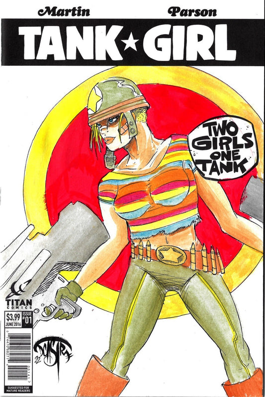 Tank Girl Two Girls One Tank #1 (2016) Sketch Cover Comic W Original DCastr Art
