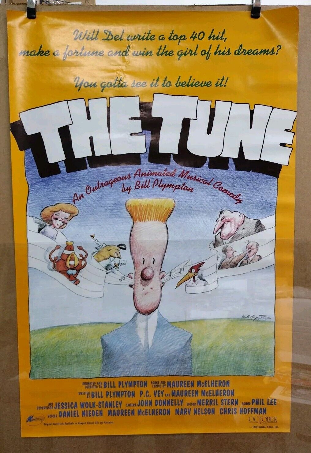 The Tune (1992) Bill Plympton 41 X 27" Original October Films Movie Poster