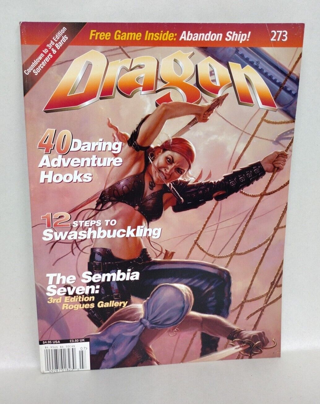 Dragon Magazine #273 (2000) Wizards Of The Coast W Abandon Ship Poster Game