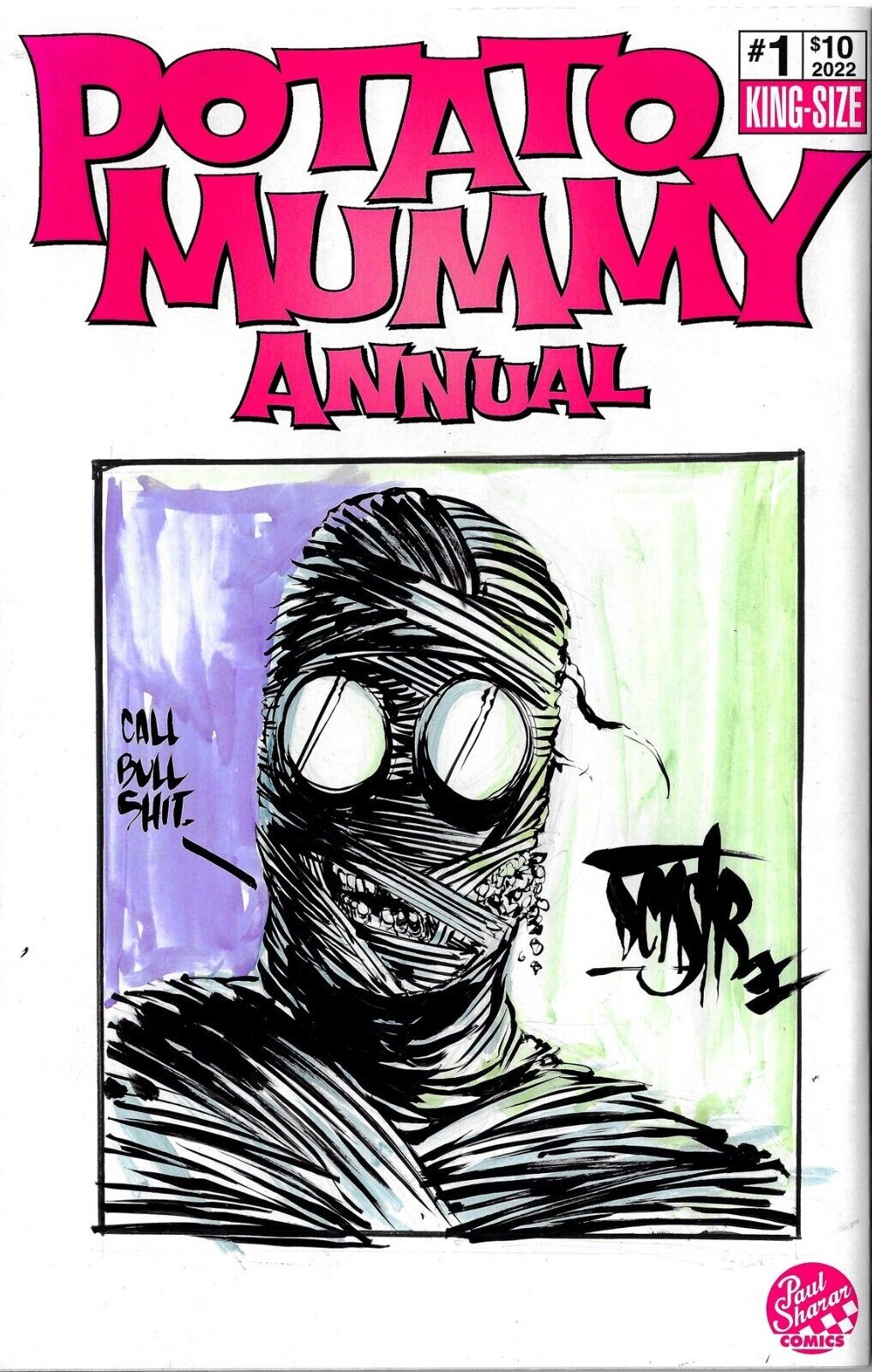 Potato Mummy Annual#1 (2022)Blank Cover Variant Comic W Original DCastr Art COA 