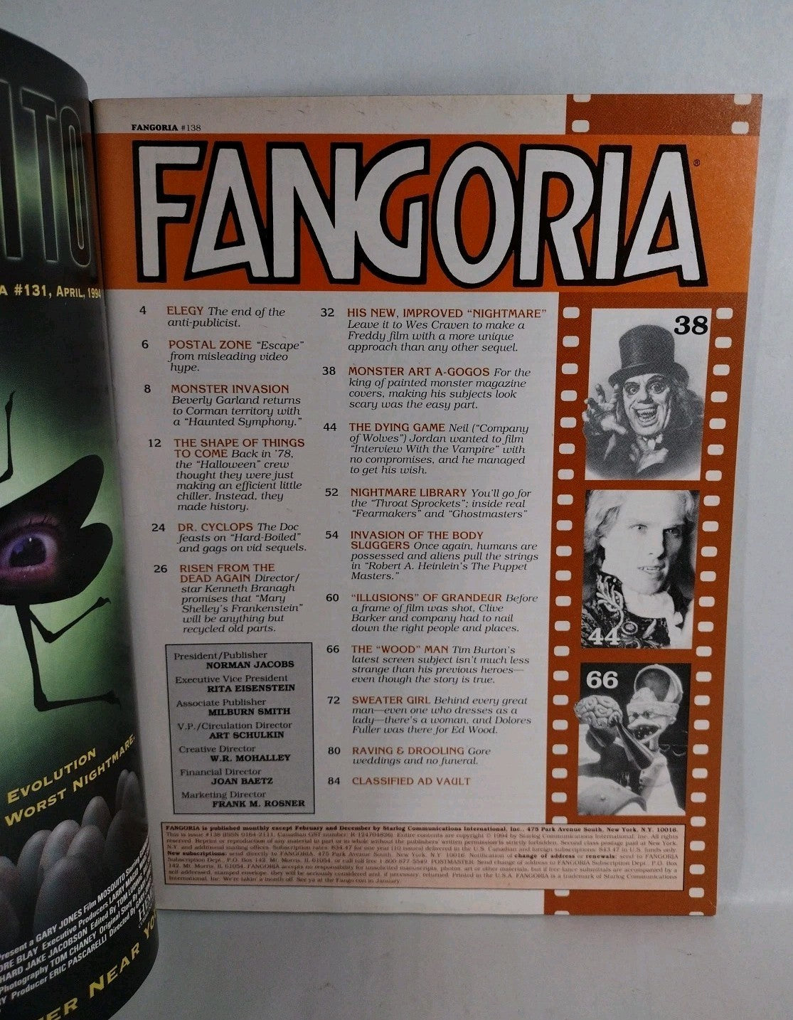 FANGORIA Magazine #138 (1994) Interview With A Vampire Frankenstein Halloween