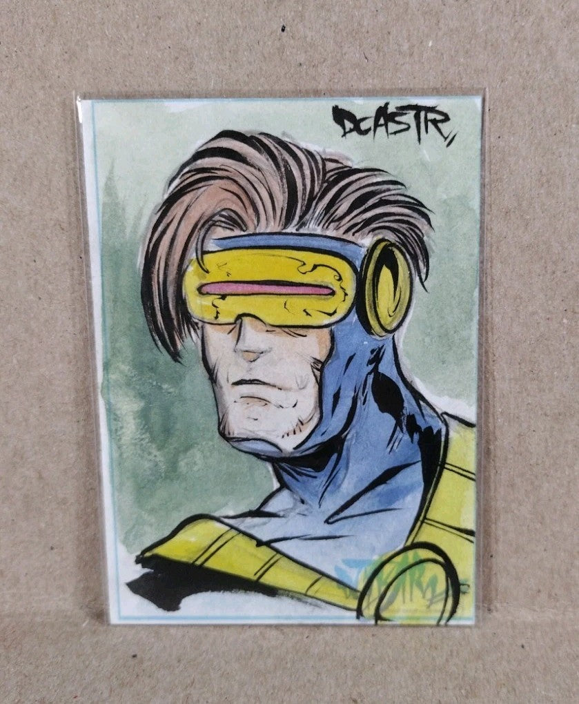 Dave Castr Crusin (2025) OAC Sketch Card W Original Marvel Cyclops Art 