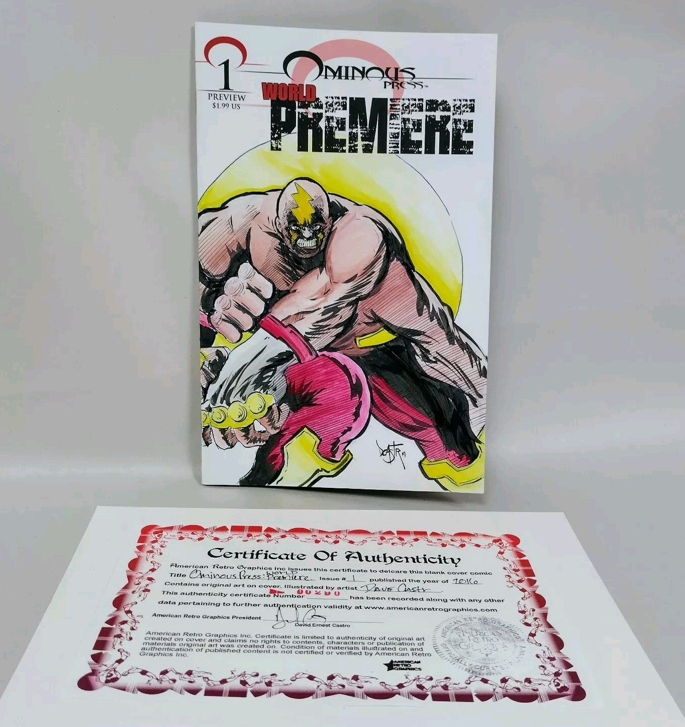 Ominous Press World Premiere #1 Sketch Cover Variant Comic W Original DCastr Art