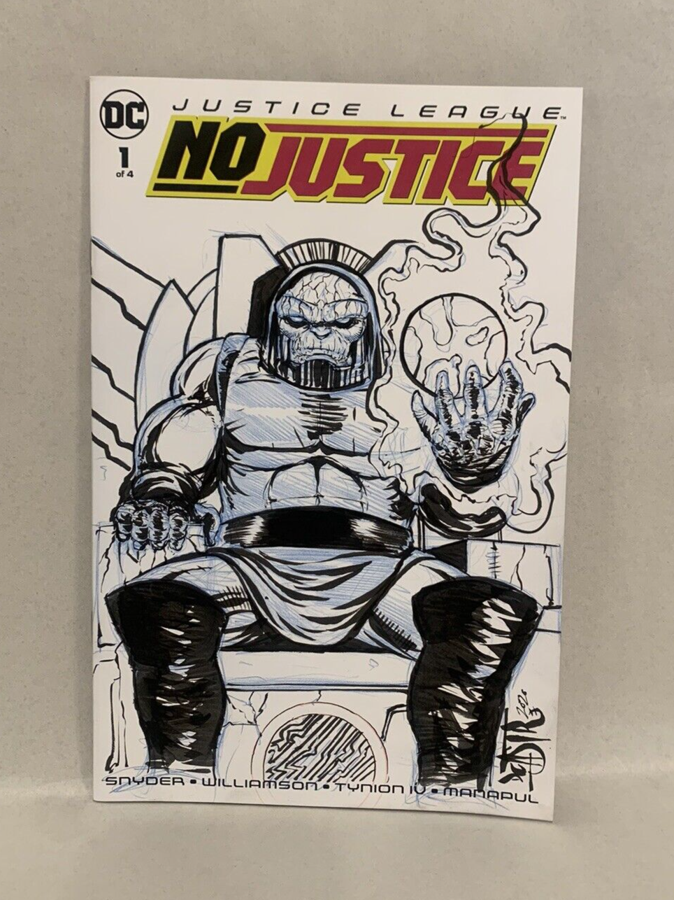 JUSTICE LEAGUE NO JUSTICE #1 Blank Variant Cover Comic W Original Art Dave Castr