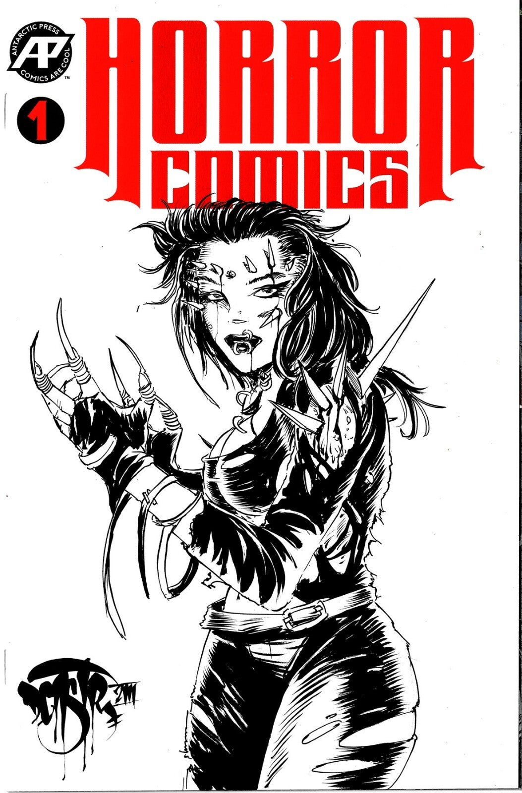 Horror Comics #1 Antarctic Press 2019 Sketch Cover W Original DCastr ROTLD 3 Art