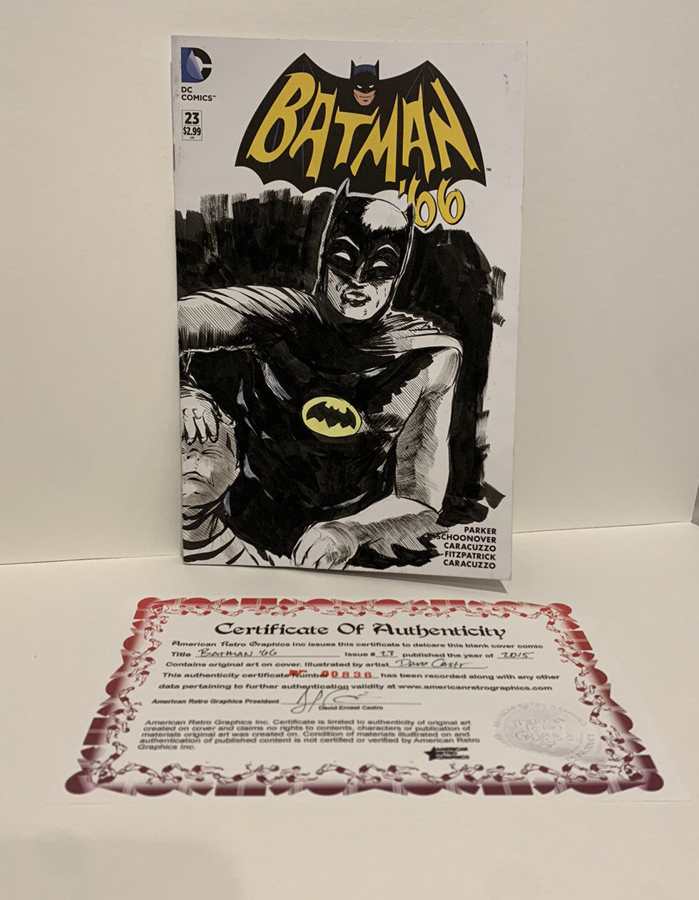BATMAN '66 #23 Blank sketch Variant Cover Comic 2015 W Original Art Dave Castr