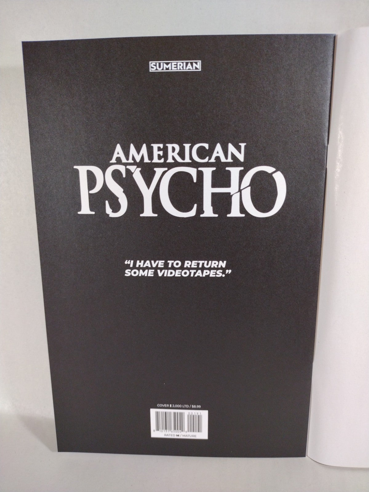 American Psycho #1 (2023) Sumerian Blank Sketch Cover Variant Comic New NM