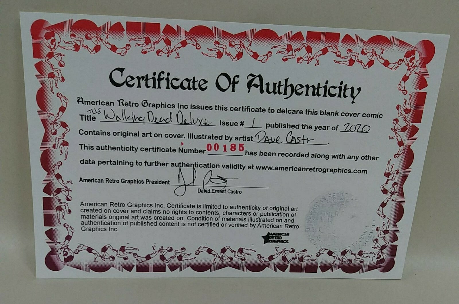 Walking Death Deluxe #1 Sketch Cover Variant Comic W Original DCastr Art ARG 