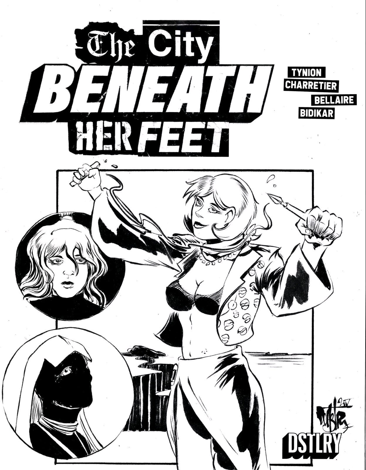City Beneath Her Feet #1 DSTLRY Sketch Cover Comic W Orignal DCastr Art ARG COA