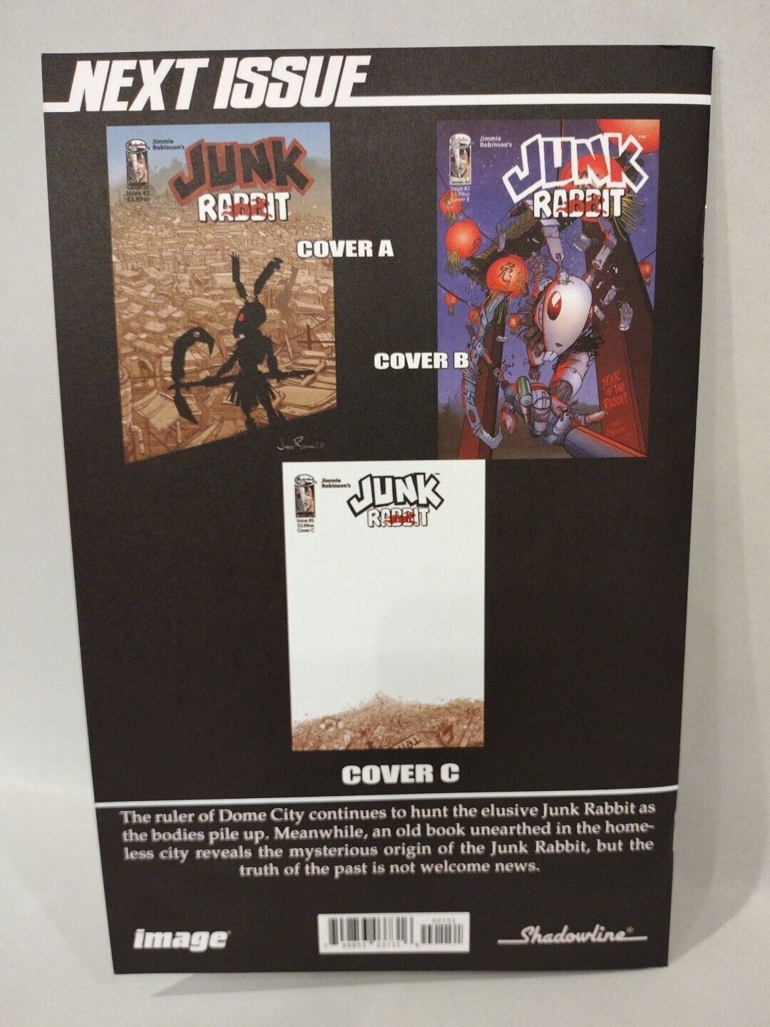 Junk Rabbit 1 (2023) Image Blank Comic Variant W Original Dave Castr Art COA