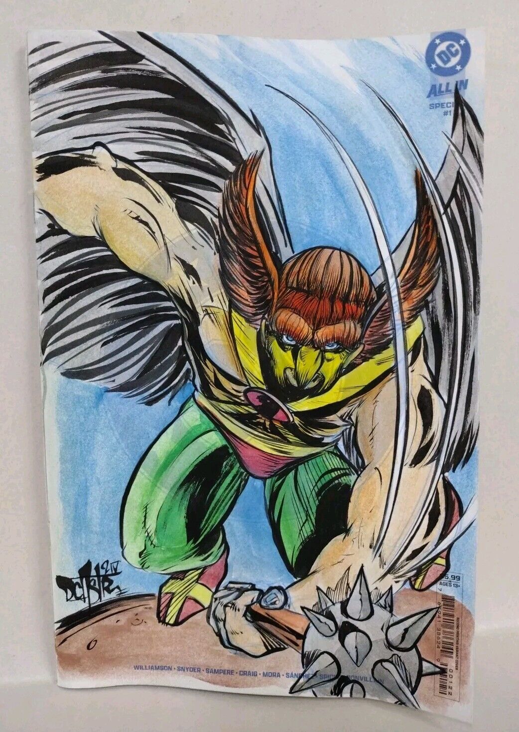 DC All In Special 1 (2024) Sketch Var Cover Comic W Original DCastr Hawkman Art