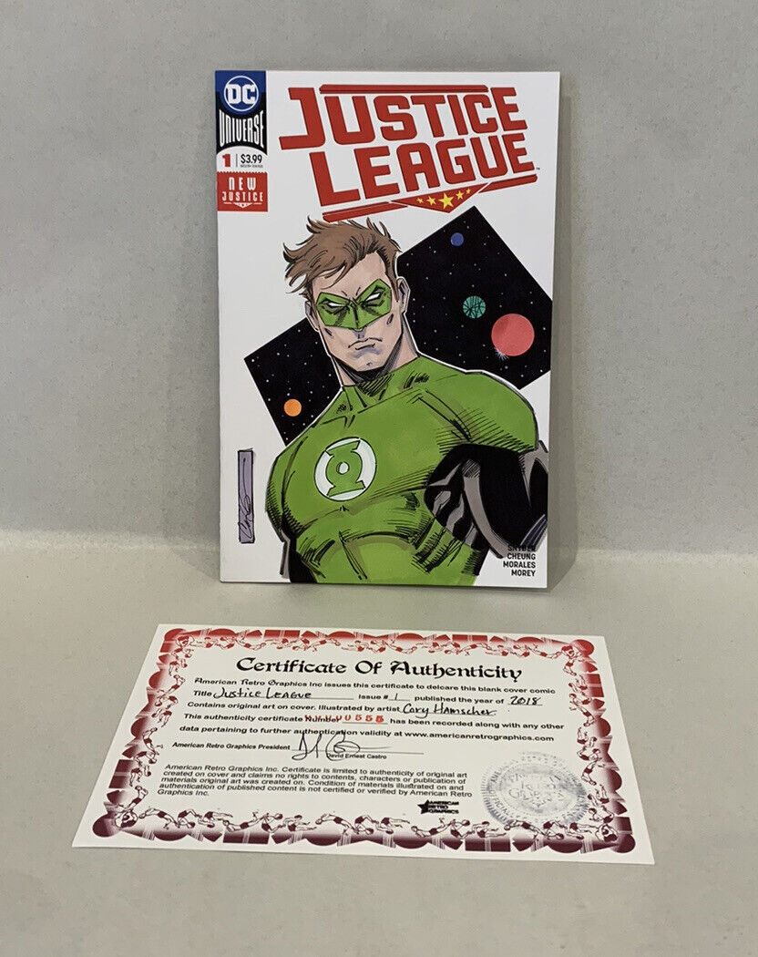 JUSTICE LEAGUE #1 Blank Cover Variant DC Comic w Original CORY HAMSCHER Art COA