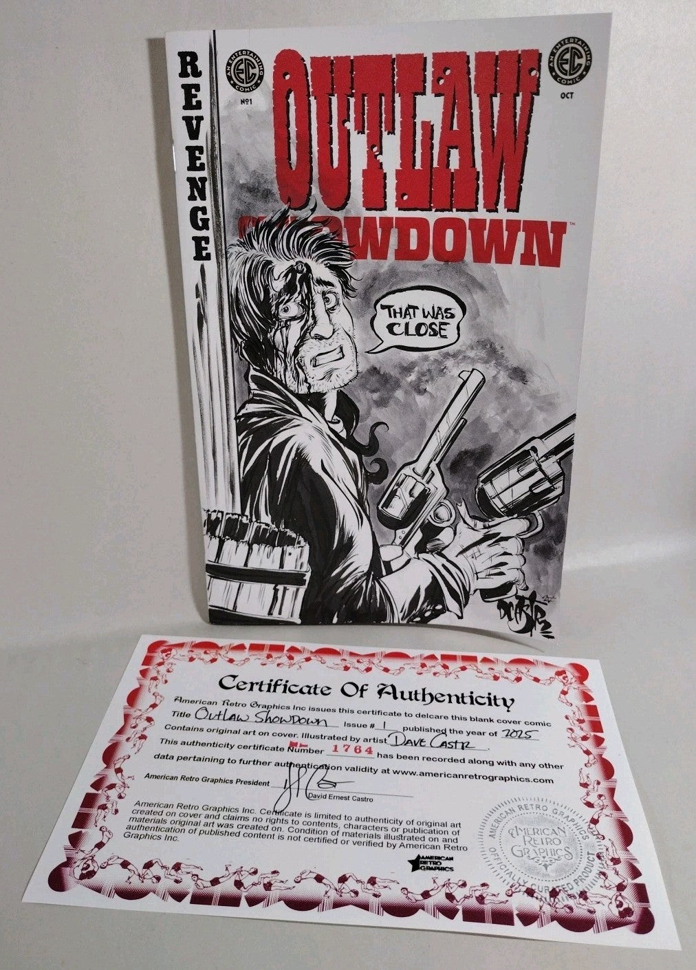 Outlaw Showdown #1 (2025) EC Comic Sketch Variant Cvr W Original Dave Castr Art