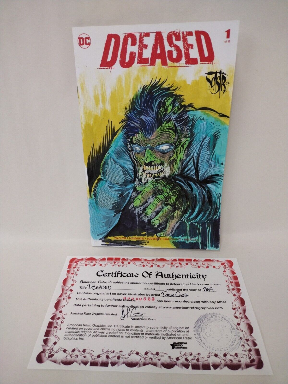 Dceased 1 (2019) DC Comics Blank Cover Variant Original DCastr Zombie Art COA