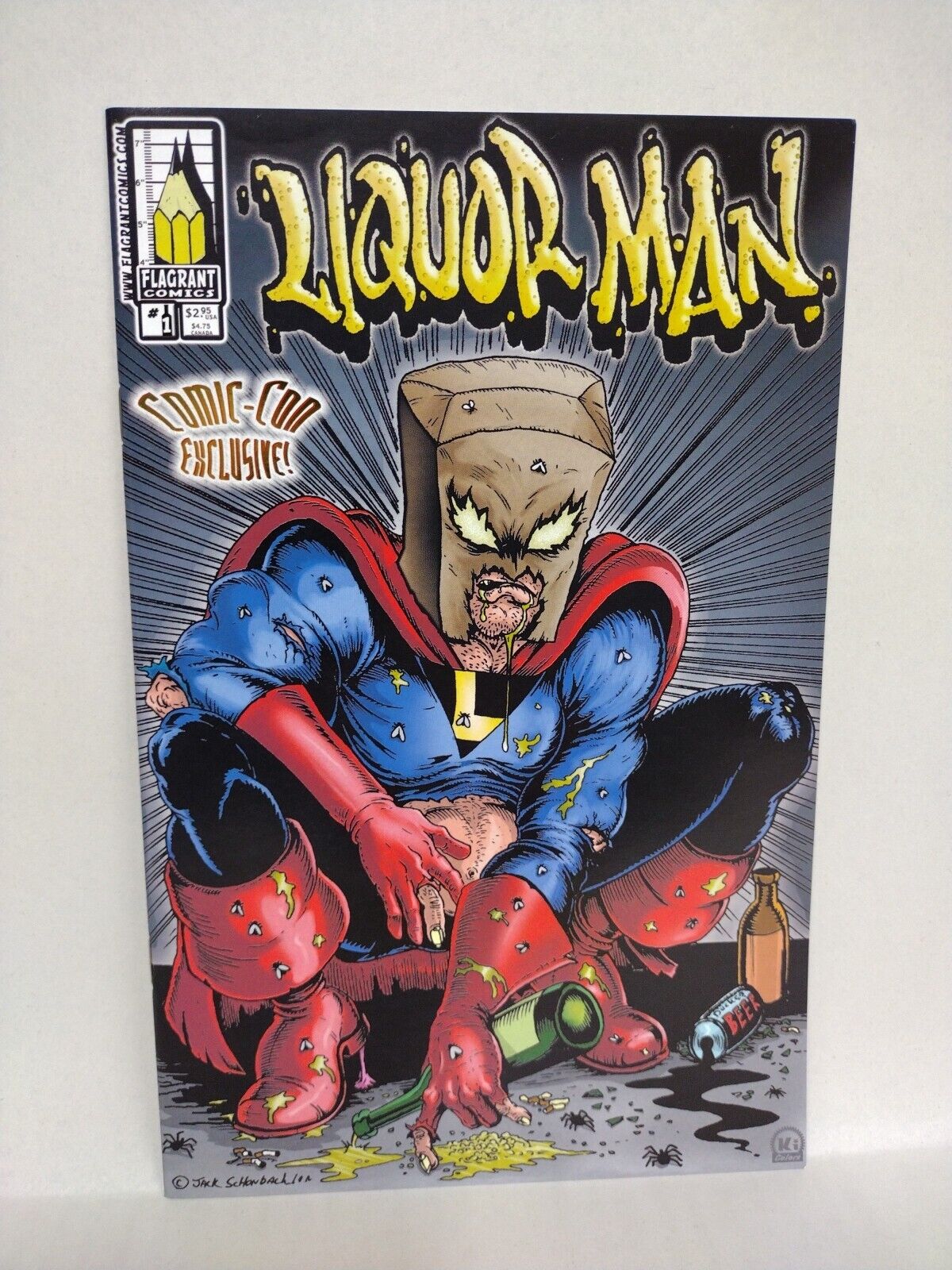 Liquor Man #1 (2002) Flagrant Comic Con Gold Foil Exclusive W COA Homage Cover