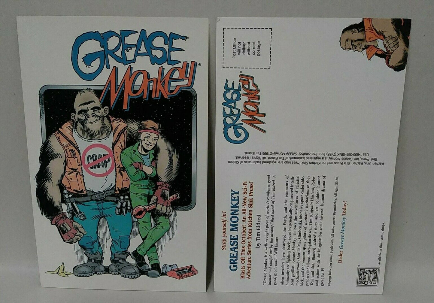 Grease Monkey (1995) Ashcan w Postcards Kitchen Sink Comic Tim Eldred