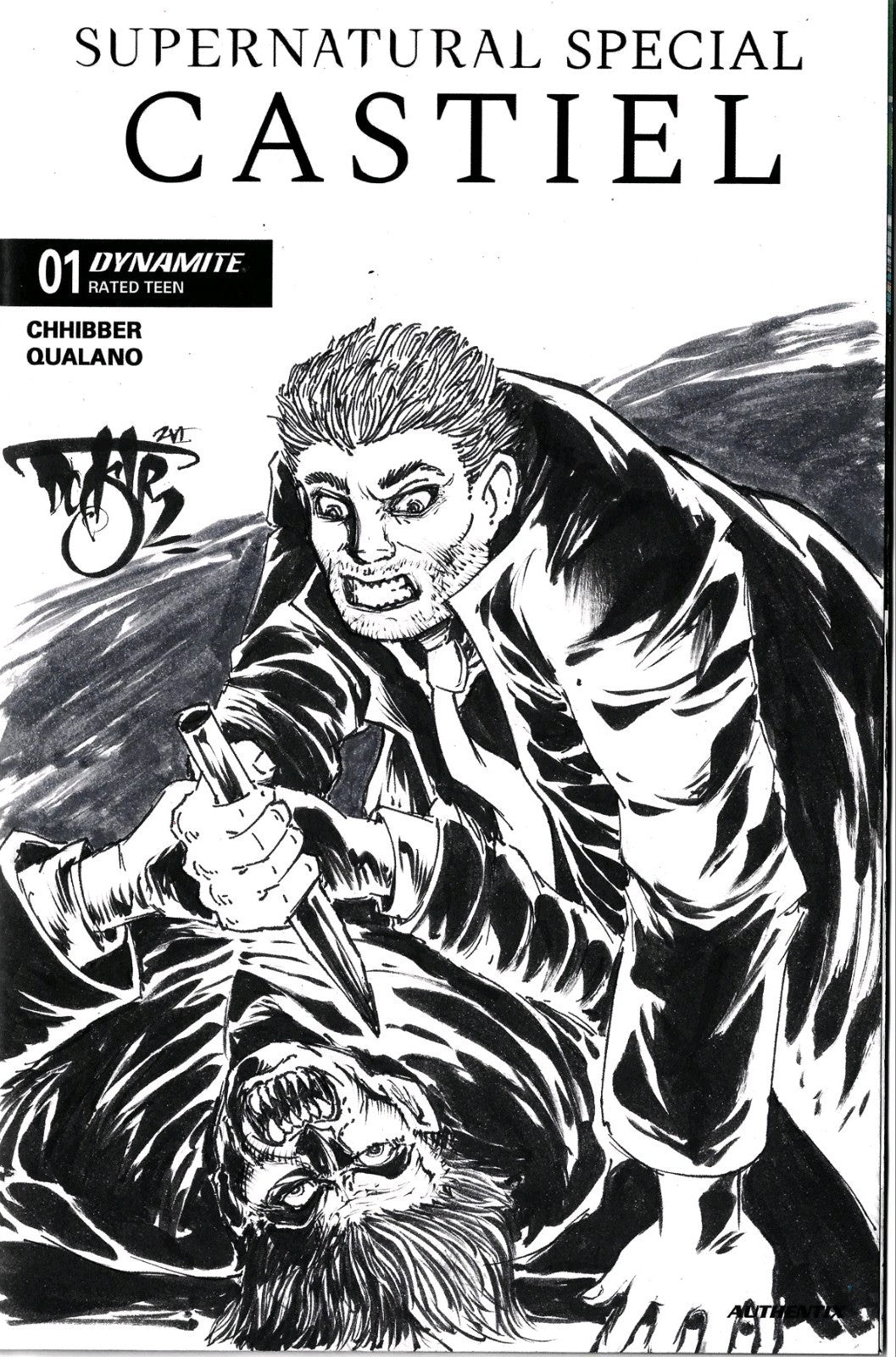 Supernatural Special Castiel #1 Dynamite Comic Sketch Cvr W Original DCastr Art