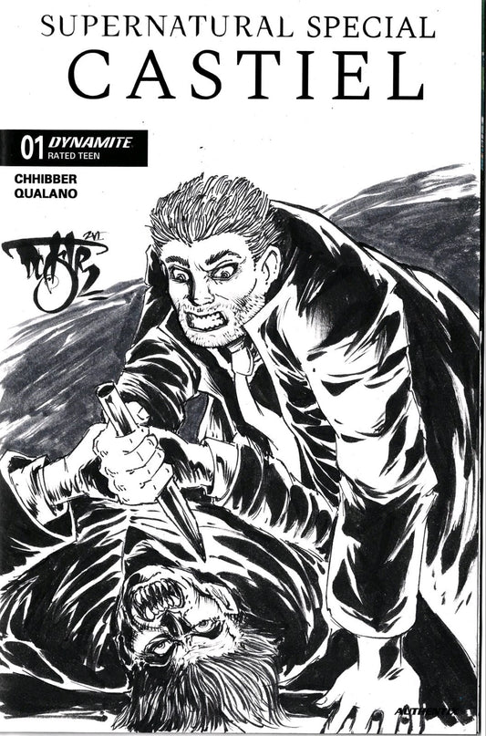 Supernatural Special Castiel #1 Dynamite Comic Sketch Cvr W Original DCastr Art