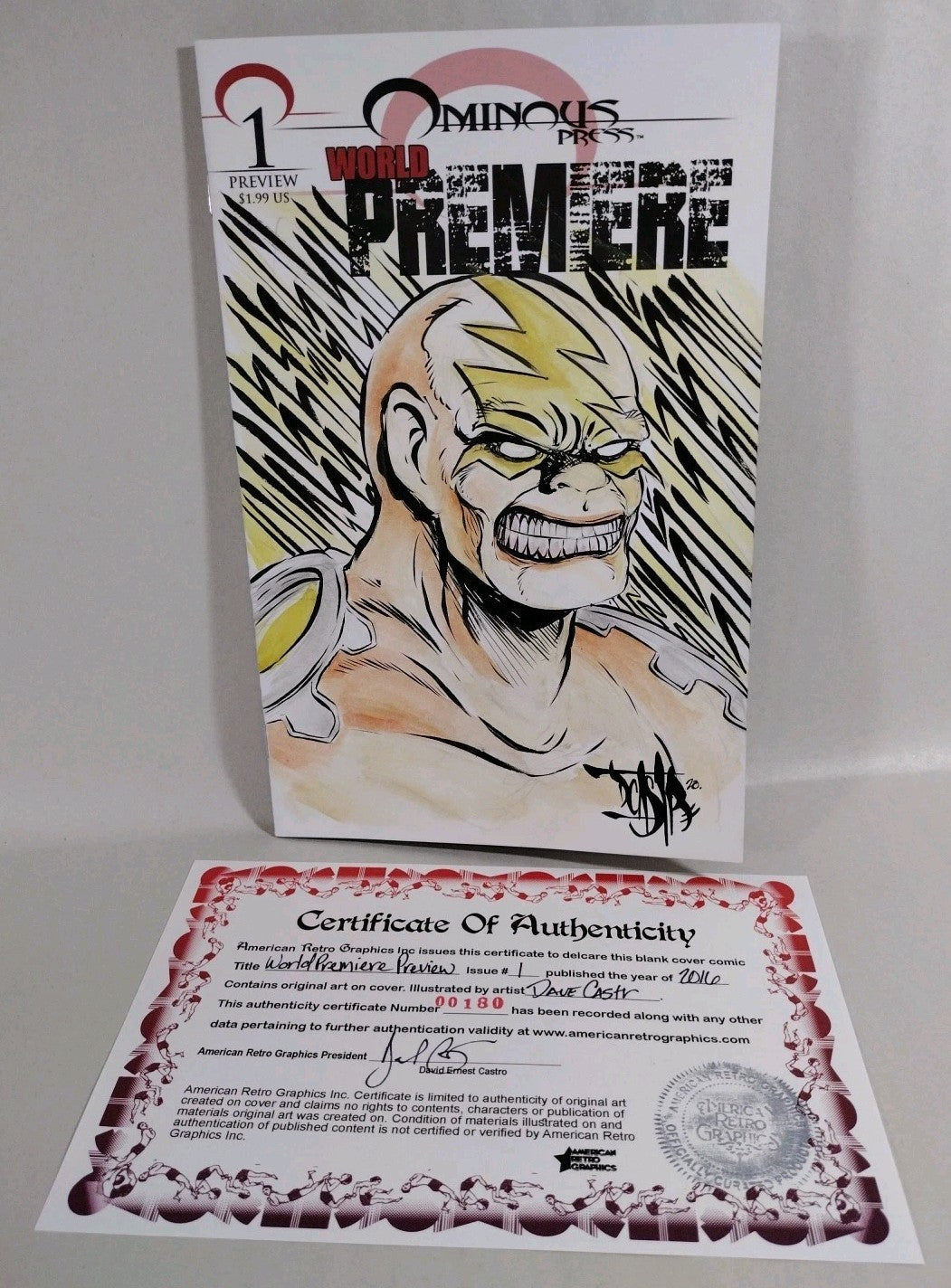 Ominous Press World Premiere #1 Sketch Cover Variant Comic W Original DCastr Art