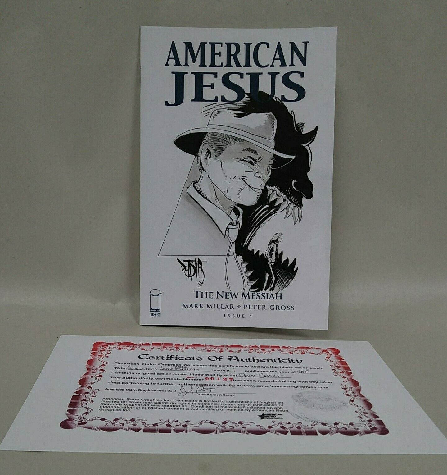 American Jesus #1 (2019) Blank Cover Variant Comic W Original DCastr Art