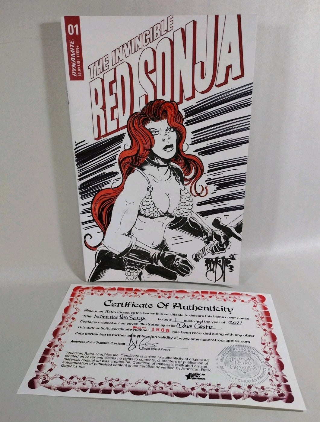 Invincible Red Sonja 1 Dynamite Comic Sketch Variant Cover W Original DCastr Art