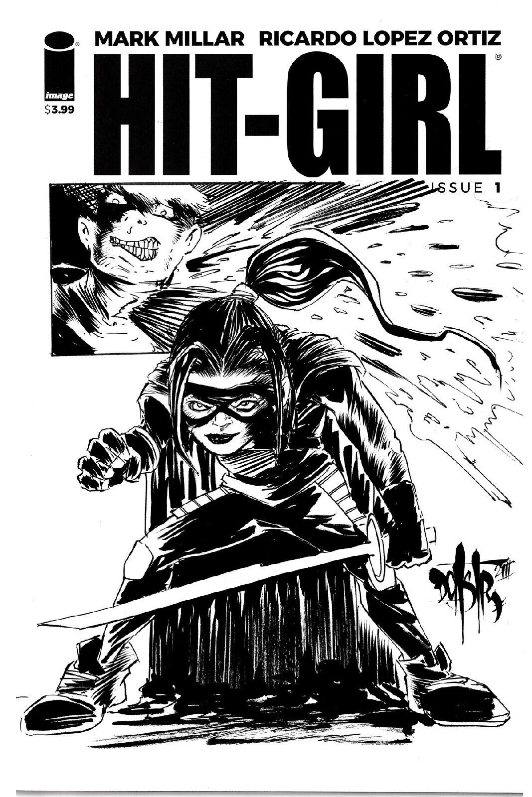 Hit Girl #1 (2019) Image Comic Sketch Cover Variant W Original Dave Castr Art