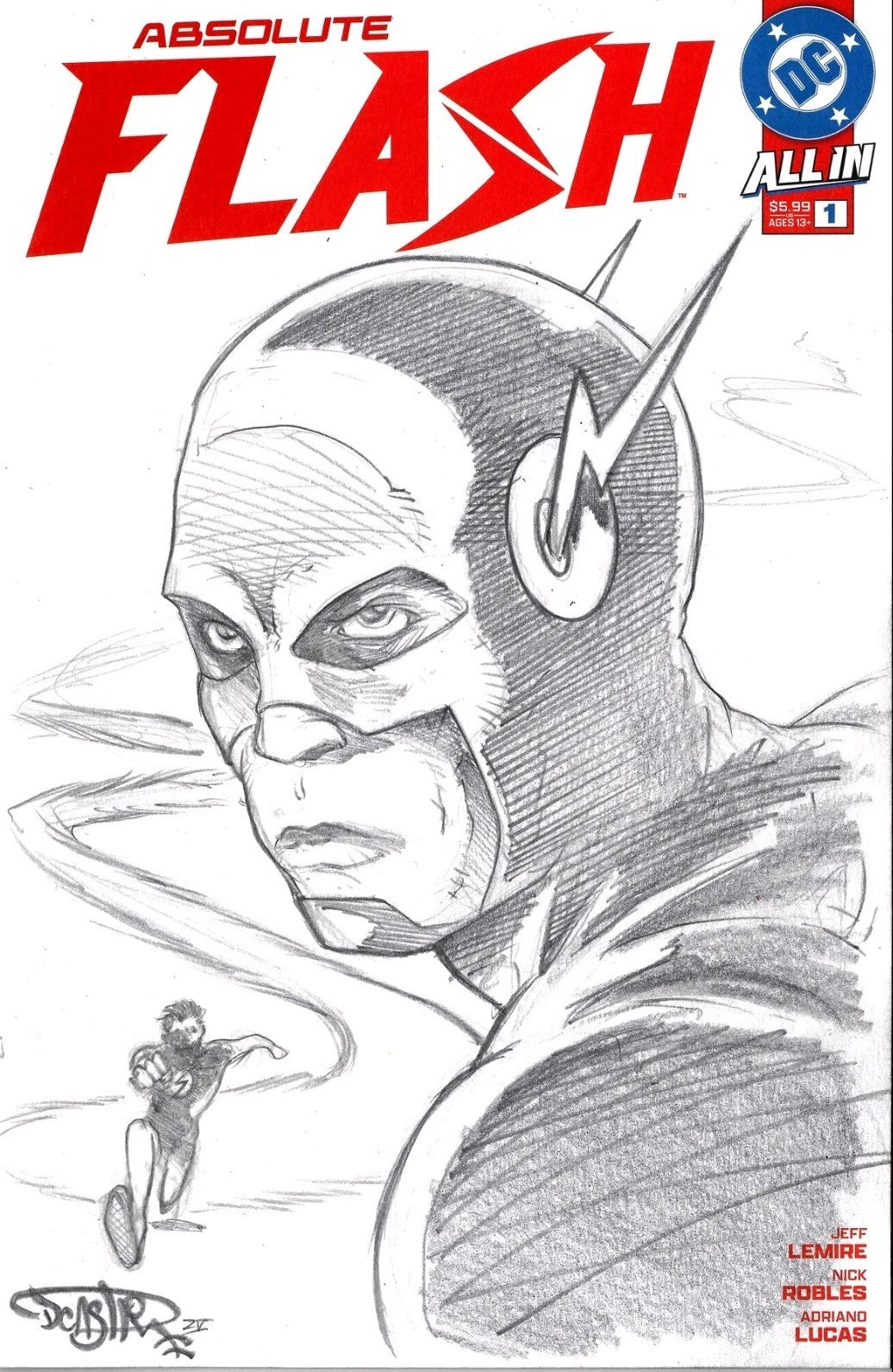 Absolute Flash 1 (2025) DC Comic Sketch Variant Cvr W Original Dave Castr Art