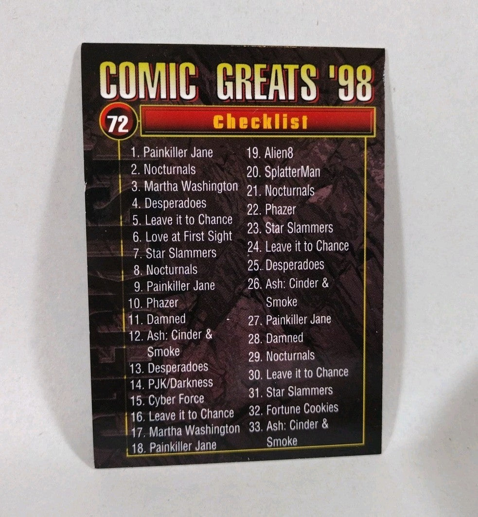 Comic Greats 1998 Trading Card Complete Base Set 72 Darkness Nocturnals Ash