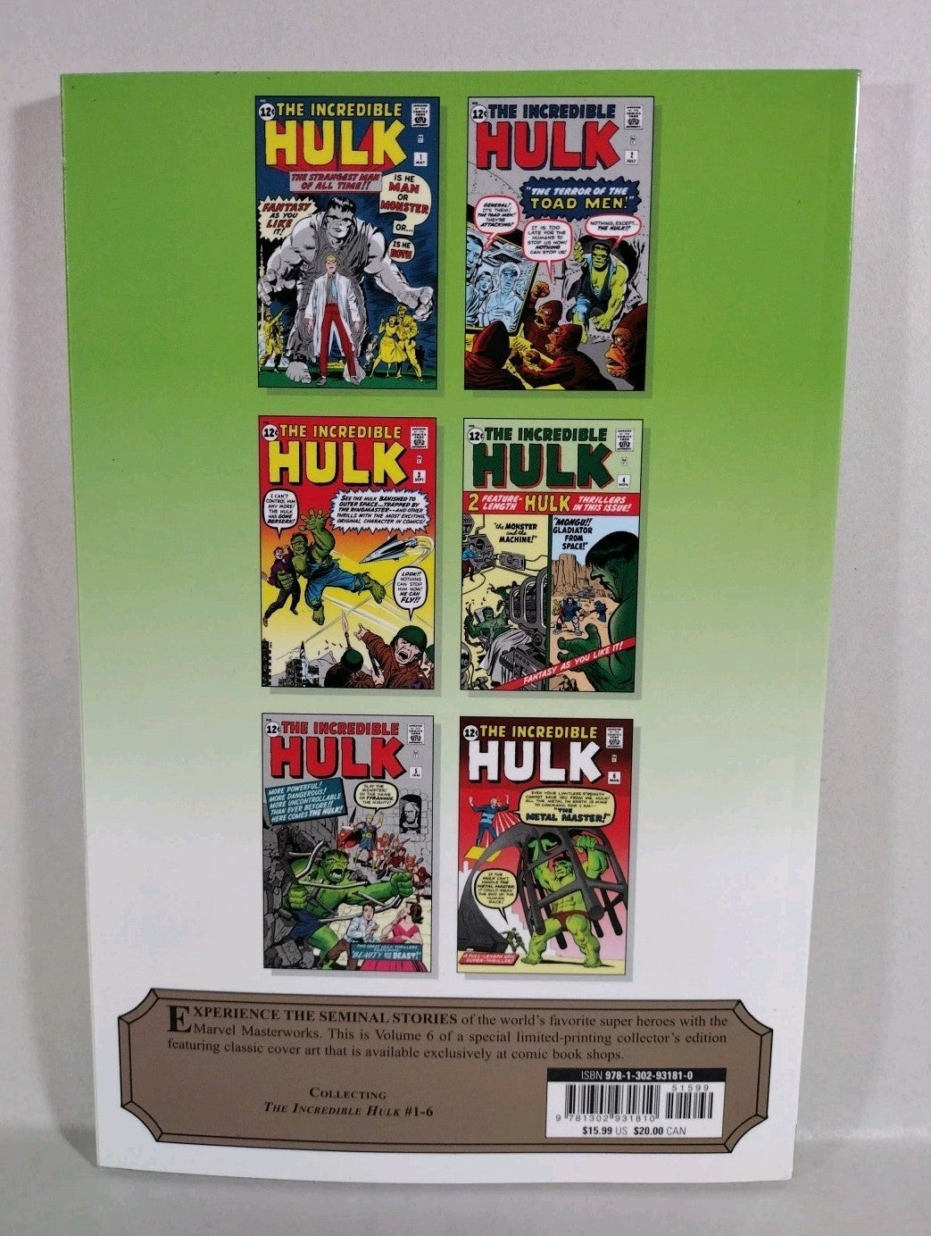 Mighty Marvel Masterworks Incredible Hulk Vol 1 (2021) TPB SC Variant Cover New