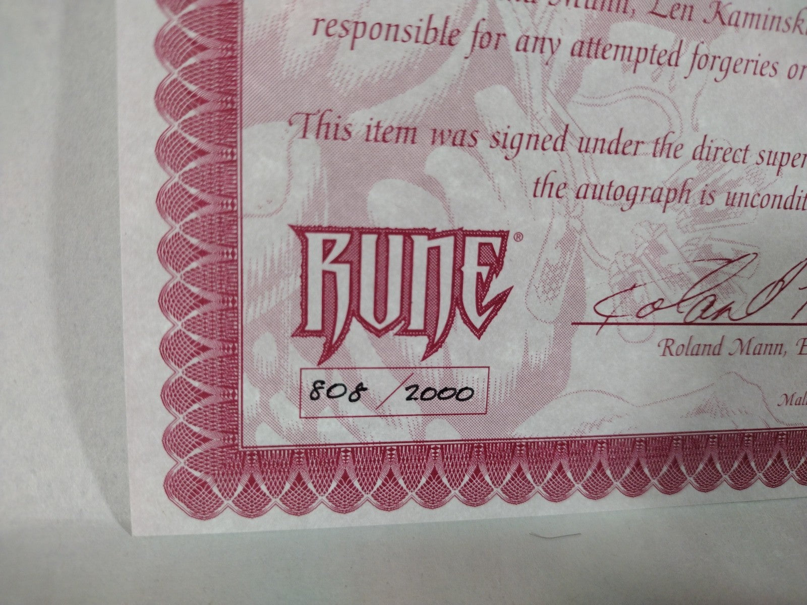 Rune #1 (1995) Vol 2 Malibu Comic Kyle Hotz Tim Vigil Signed Len Kaminski W COA