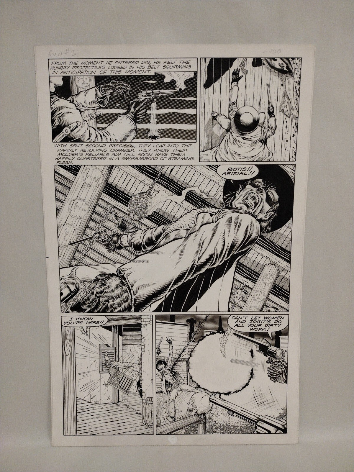 Original Joe Vigil Gunfighters In Hell Comic Art Pg 24 Issue 3 Hand Lettered
