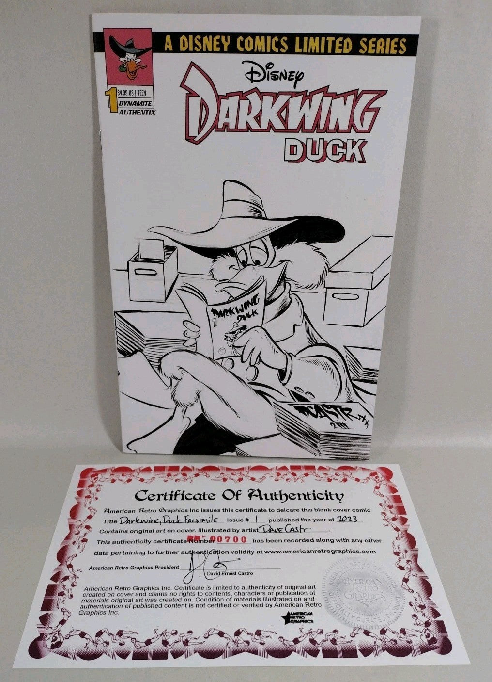 Darkwing Duck Facsimile 1 Dynamite Comic 2023 Sketch Cover W Original DCastr Art