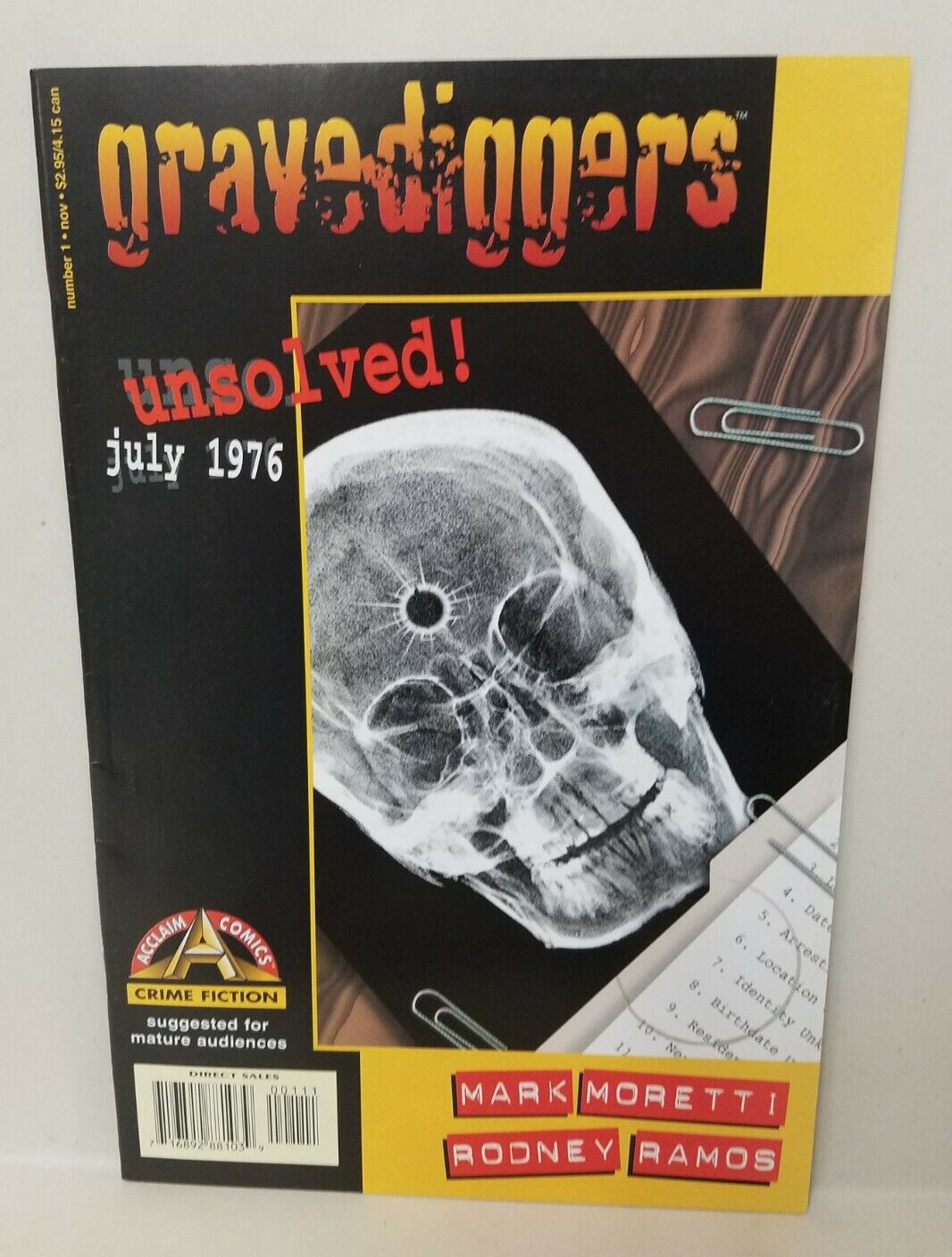 Gravediggers (1996) #1 2 3 4 Moretti Ramos Crime Fiction Acclaim Complete Comic