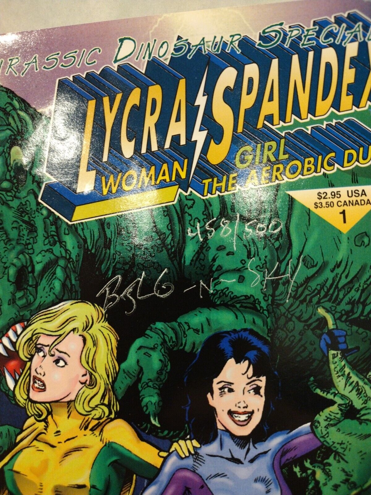 Lycra Woman & Spandex Girl Jurassic Dinosaur Special #1 (1993) Comic Zone Sign'd