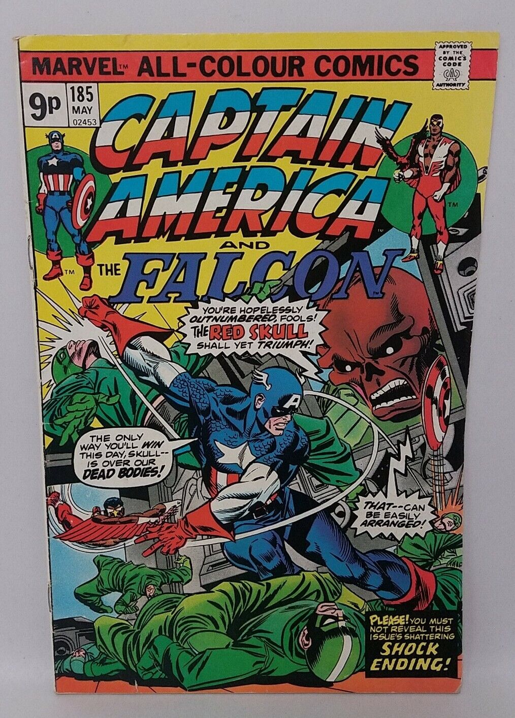 Captain America #185 (1975) Marvel Comic Rare 9p Variant Cover Falcon Red Skull