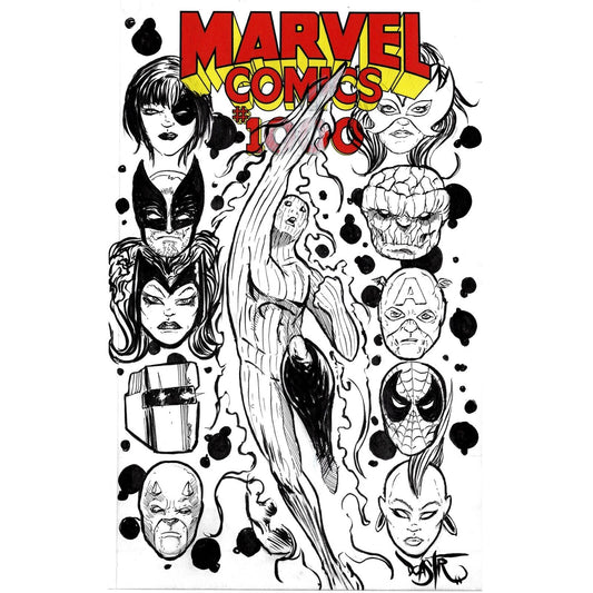 MARVEL COMICS #1000 Blank Variant Cover Comic 2019 W Original Art Dave Castr