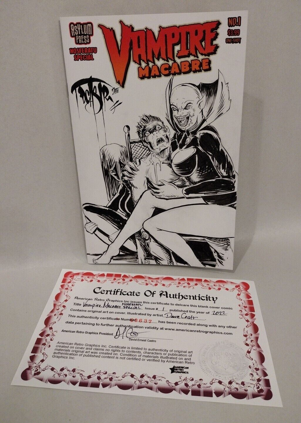 Vampire Macabre Noseratu Special 1 Asylum Press Blank Cover Comic w Original Art