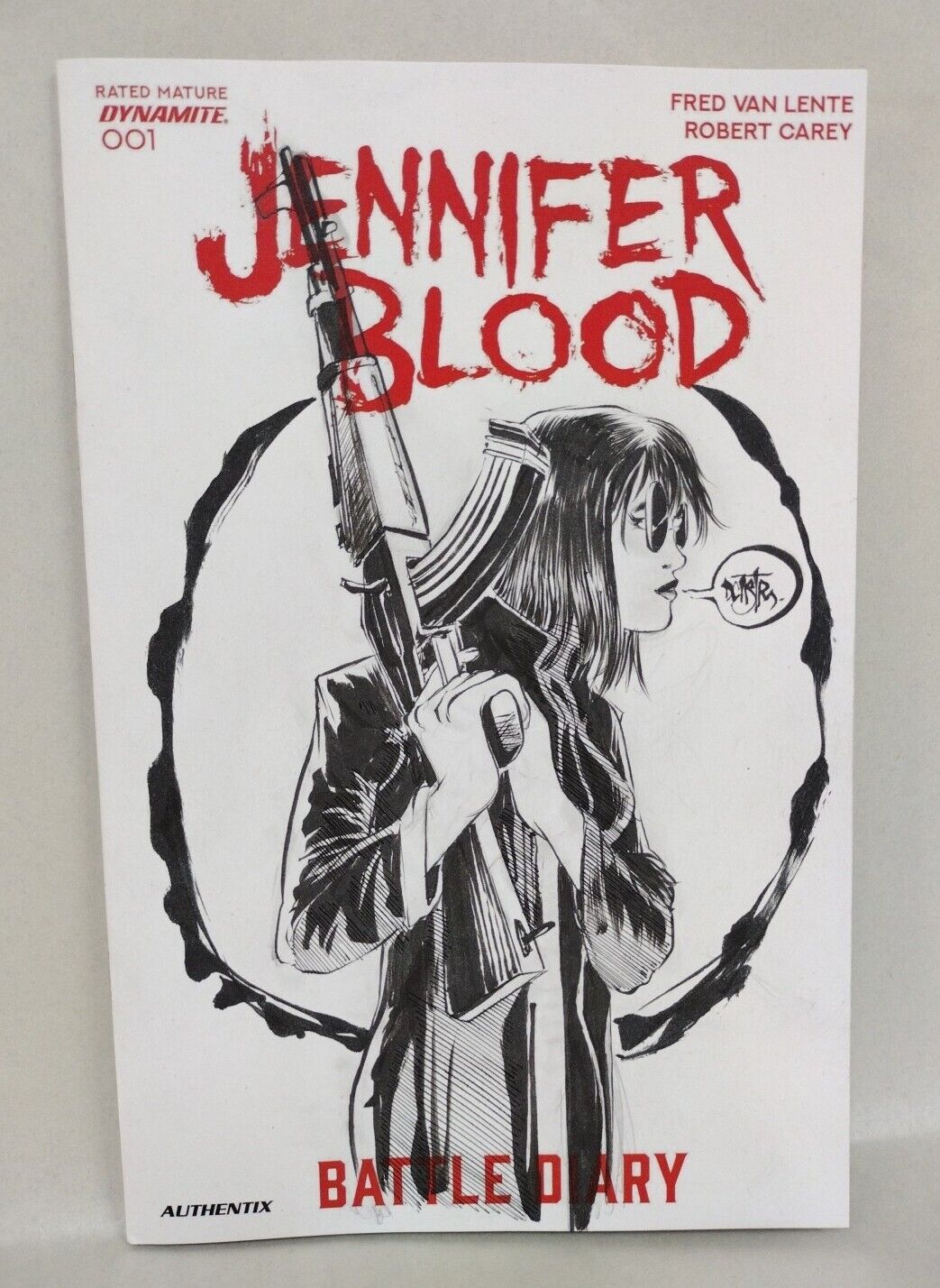 JENNIFER BLOOD Battle Diary #1 Dynamite Sketch Cover W Original Dave Castr Art