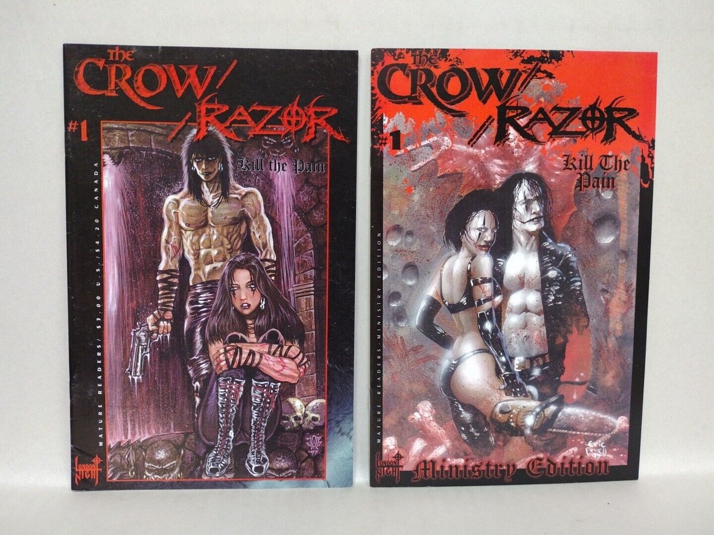 Crow Razor Kill The Pain #1 (1999) London Night Studios Comic Set O'Barr Powell