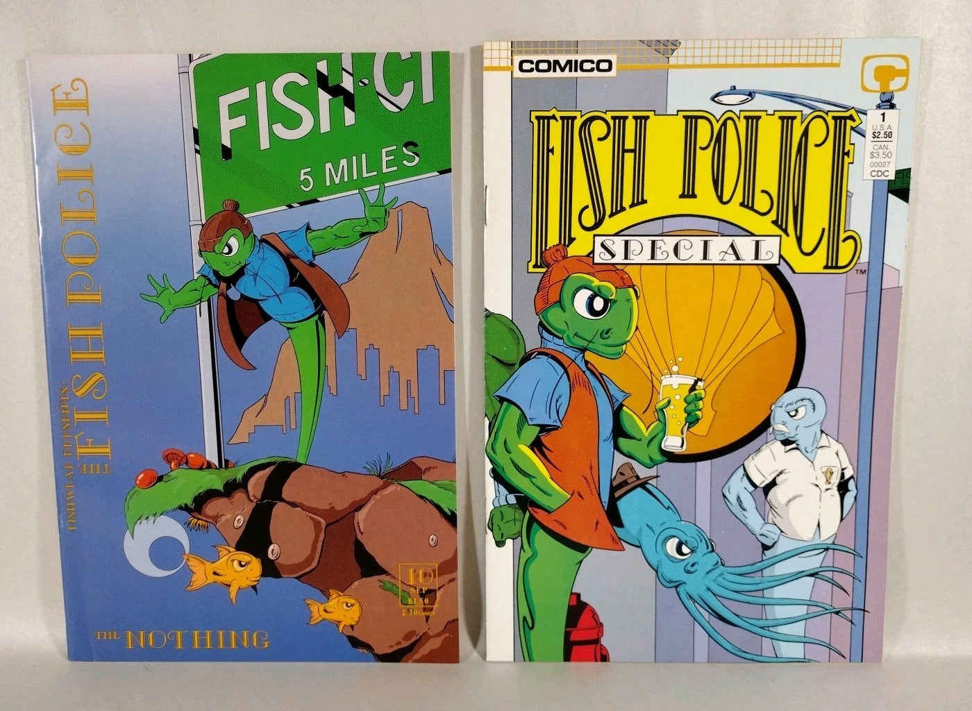 FISH POLICE (1986) Fishwrap Comic Lot #1 2 3 4 5  7 8 9 10 Special 1 Hairballs