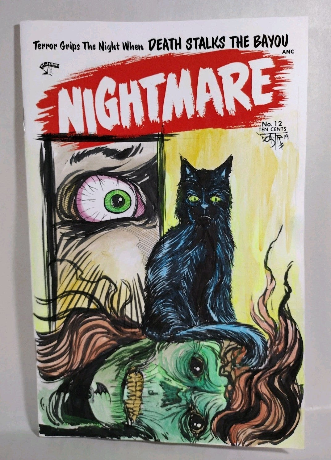 Nightmare #12 Precode Horror BW Reprint Sketch Cover Comic W Original DCastr Art