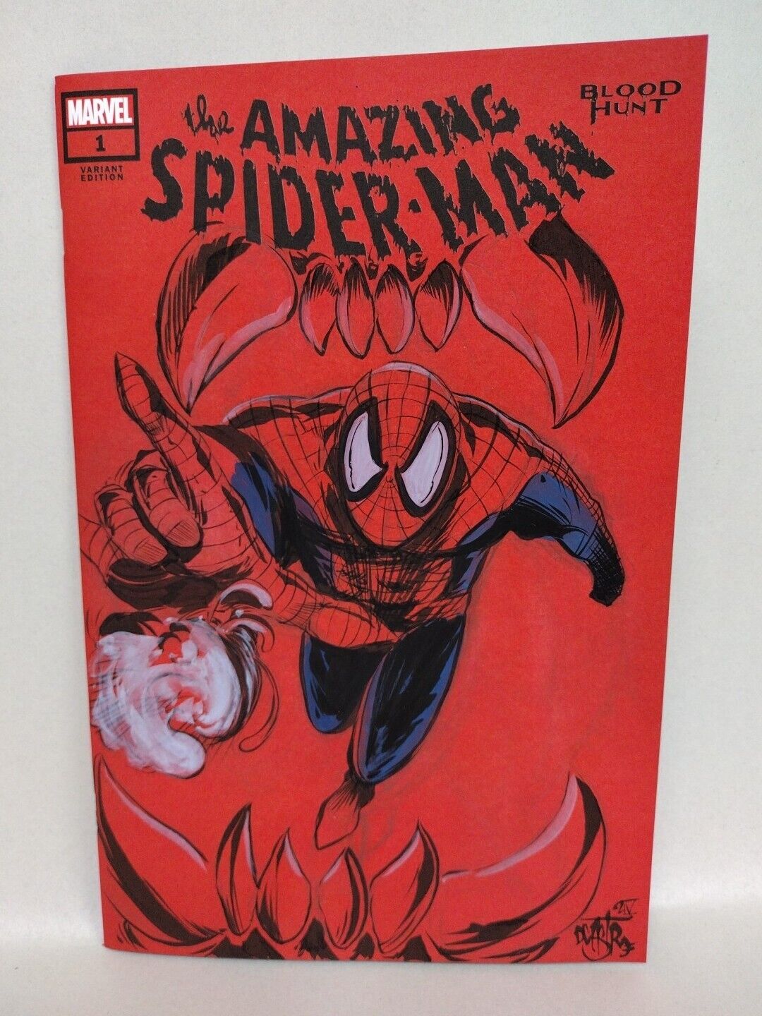 Amazing Spider-Man Blood Hunt #1 Marvel Red Sketch Var W Original DCastr Art