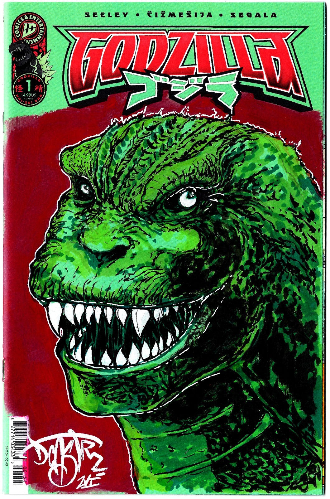 Godzilla #1 (2025) IDW Sketch Cover Variant Comic W Original Dave Castr Art