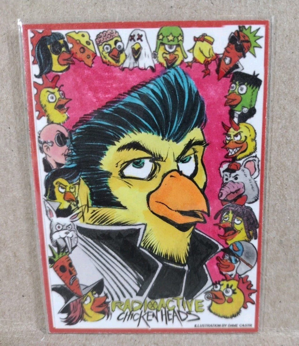 Radioactive Chicken Heads Exclusive Sketch Card W Original Greasy Chicken Art